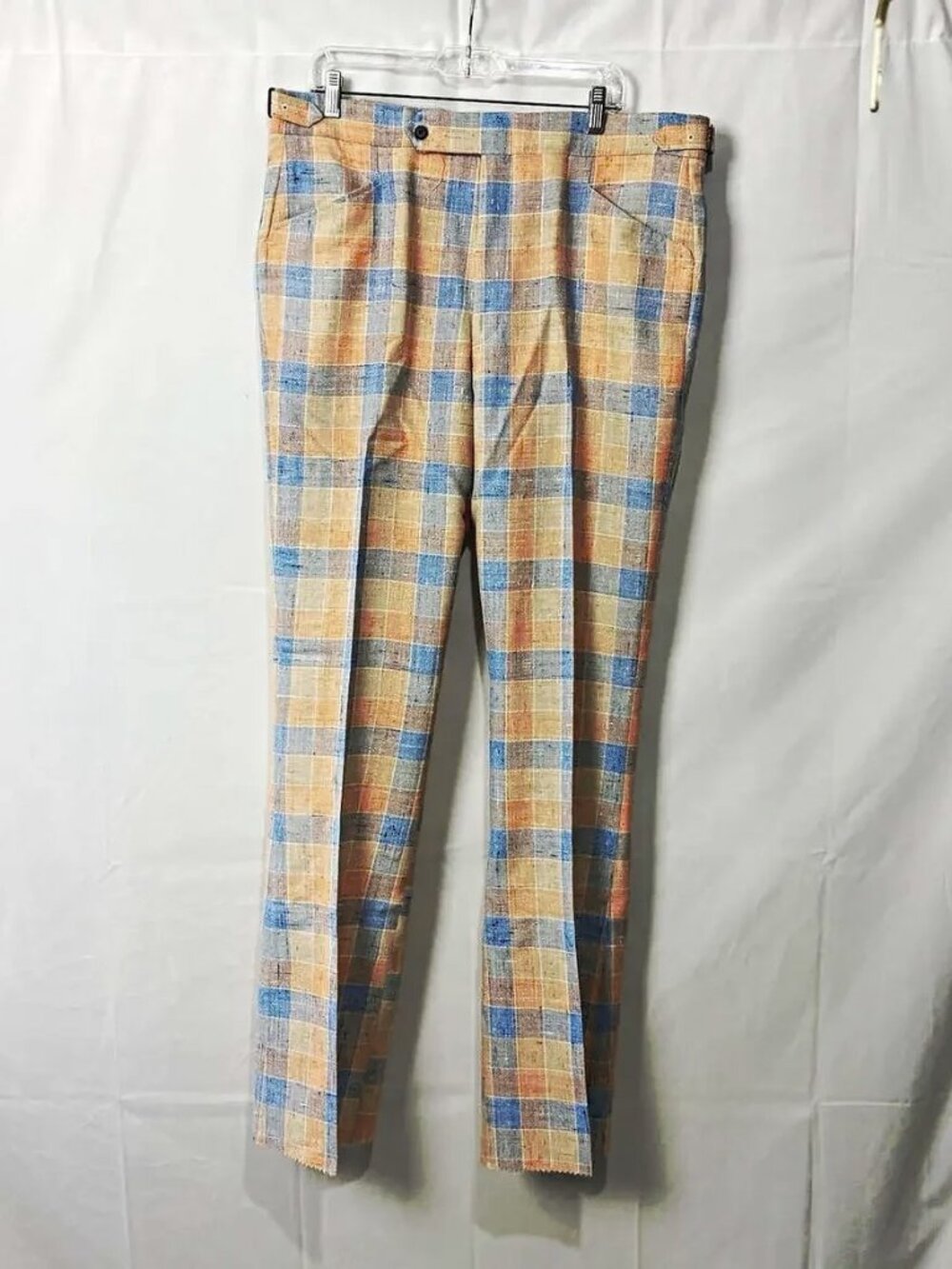 Jaymar Vintage Men's Plaid Pleated Dress Pants Sz 40 Blue Beige Tan Regular